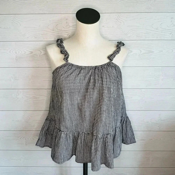 Madewell ruffled straps cami top in gingham Size 6 - Picture 3 of 8
